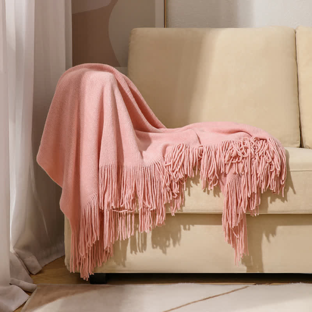 Thick Knit Throw with Tassels | Ka-mostore