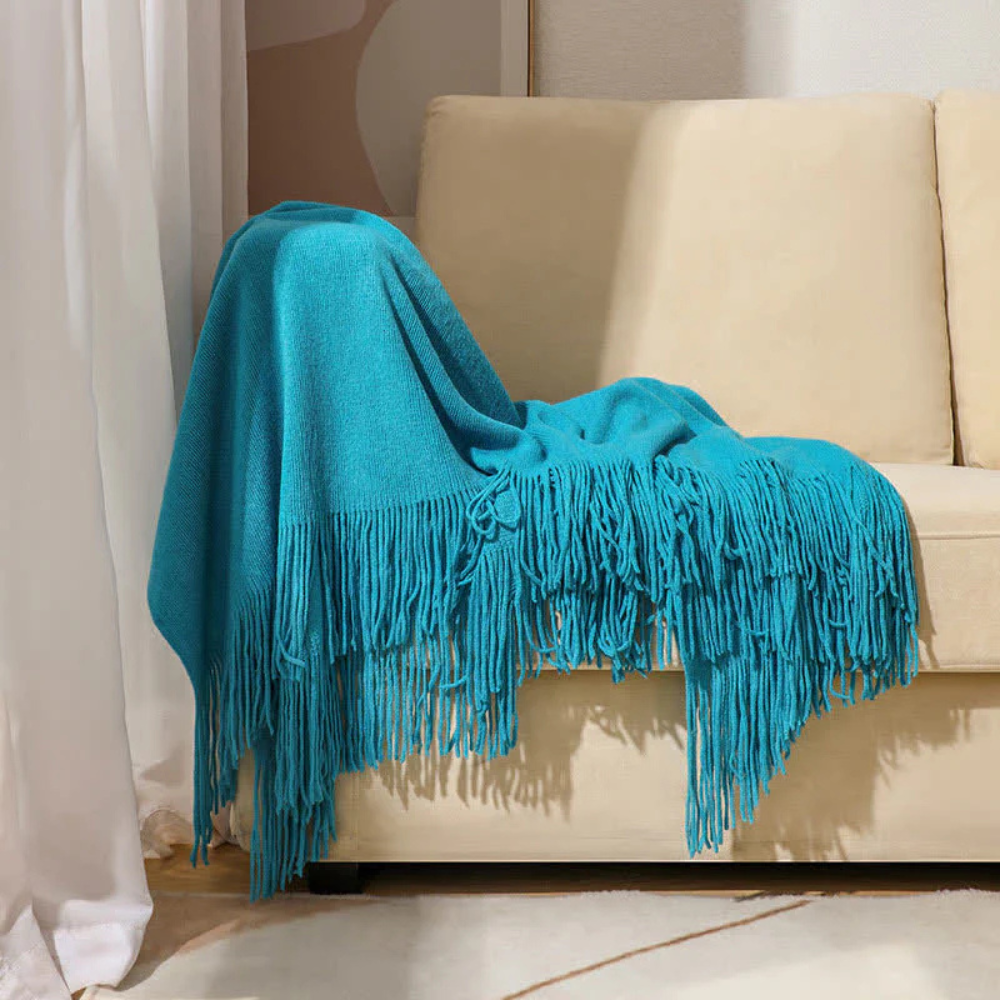 Thick Knit Throw with Tassels | Ka-mostore