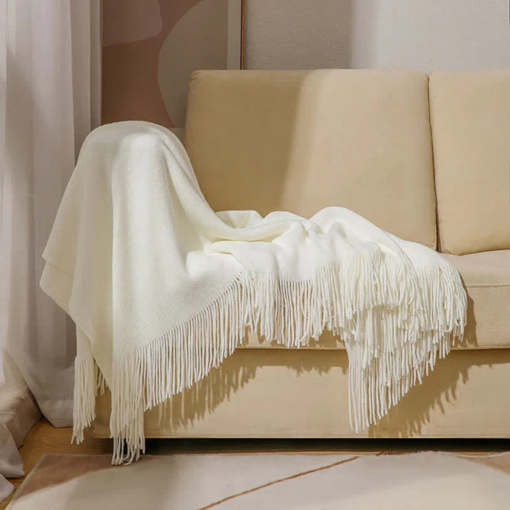 Thick Knit Throw with Tassels | Ka-mostore