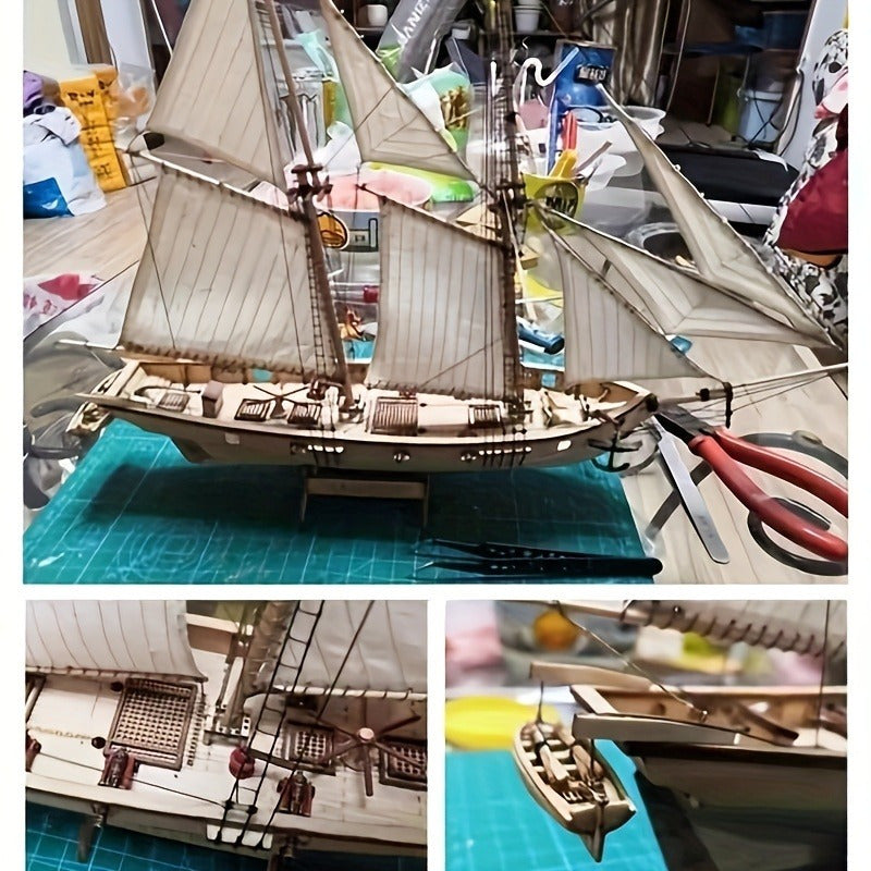 Klasszikus fa vitorláshajómodell – részletes, 3D-s kirakó a hajózás szerelmeseinek | Ka-mostore
