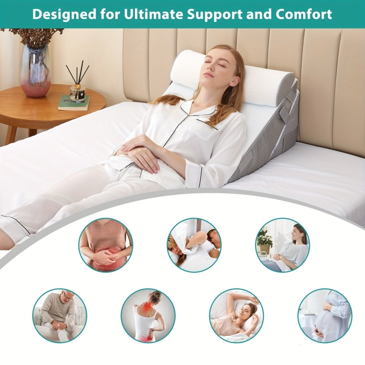 COMFORTRISE – Justerbar kilepude i memoryskum til afslapning af ryg og ben | Ka-mostore