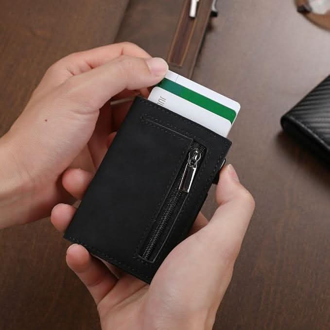 Cartera delgada con bloqueo RFID POCKETELLE — Portatarjetas compacto para el día a día
