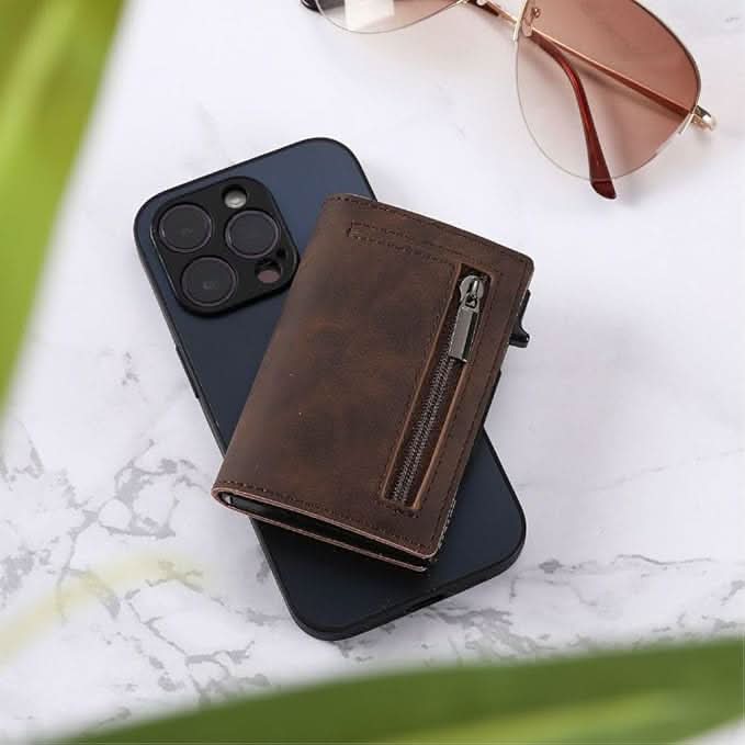 Cartera delgada con bloqueo RFID POCKETELLE — Portatarjetas compacto para el día a día