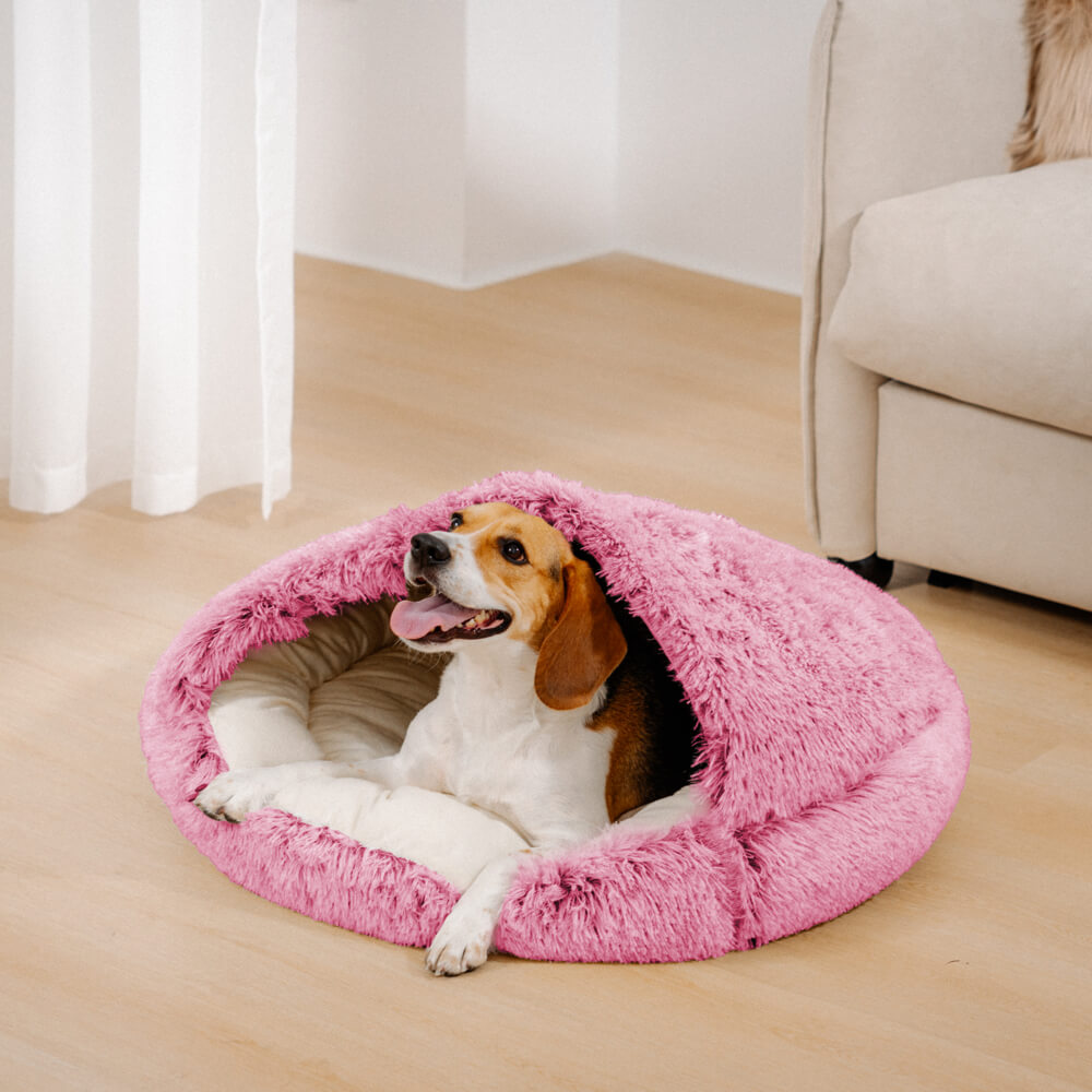 Semi-Enclosed Pet Burrow Bed - Soft Cotton Fabric | Ka-mostore