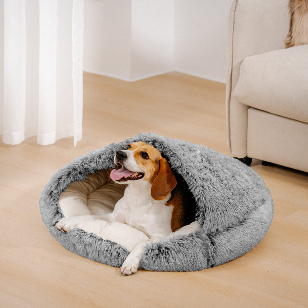 Semi-Enclosed Pet Burrow Bed - Soft Cotton Fabric | Ka-mostore