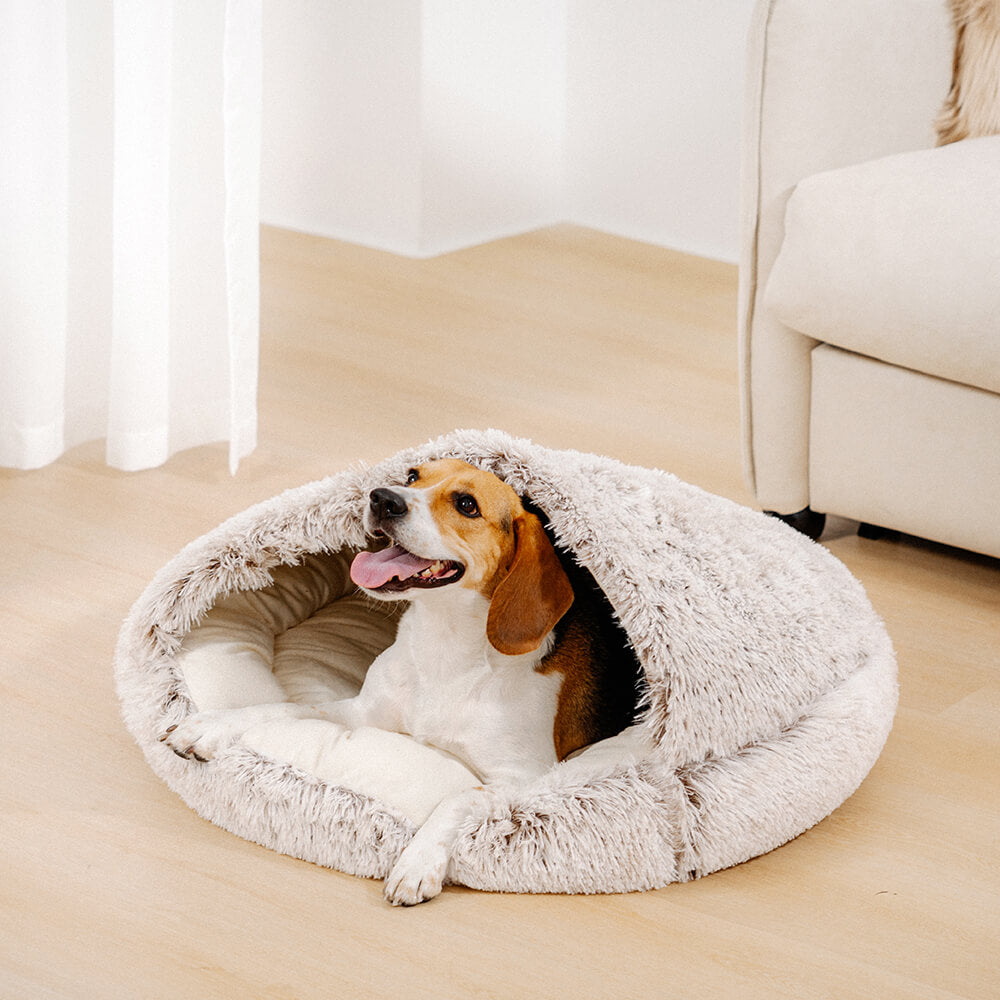 Semi-Enclosed Pet Burrow Bed - Soft Cotton Fabric | Ka-mostore