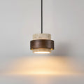 Pendant Light Made From Travertine With Walnut Wood Accent For Modern Interiors In Homes