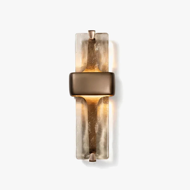 Vertical Copper Wall Lamp With Crystal Glass Bronze Finish Up And Down Ambient Lighting