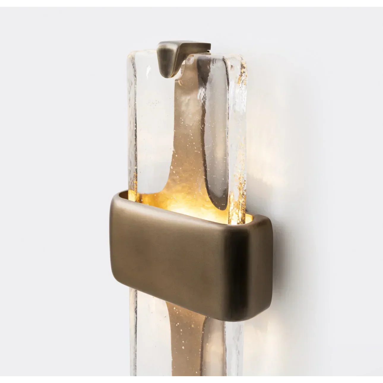 Vertical Copper Wall Lamp With Crystal Glass Bronze Finish Up And Down Ambient Lighting