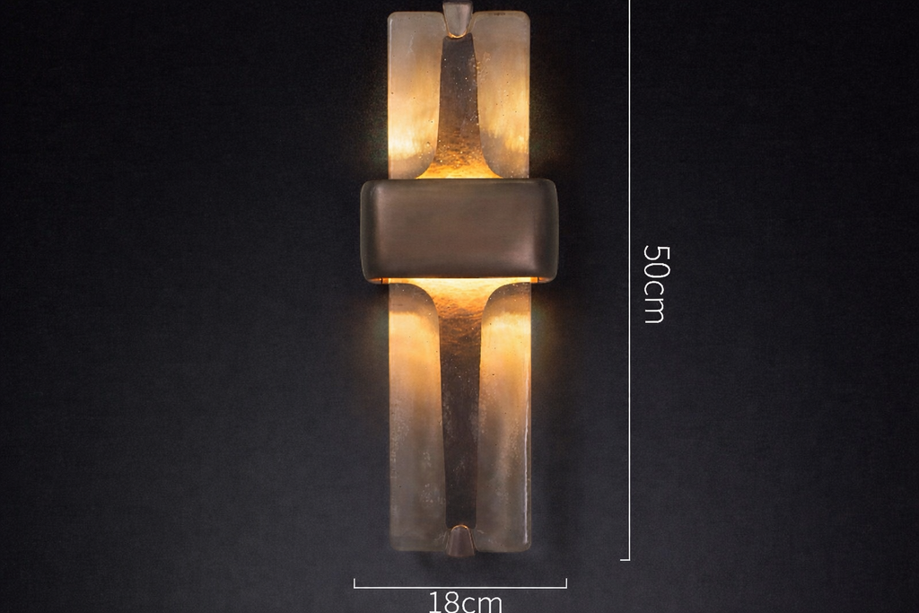 Vertical Copper Wall Lamp With Crystal Glass Bronze Finish Up And Down Ambient Lighting
