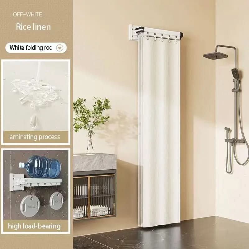 DRYDIVA Faltbares Duschvorhangstangen-Set — wasserdichtes Badezimmer-Trennsystem