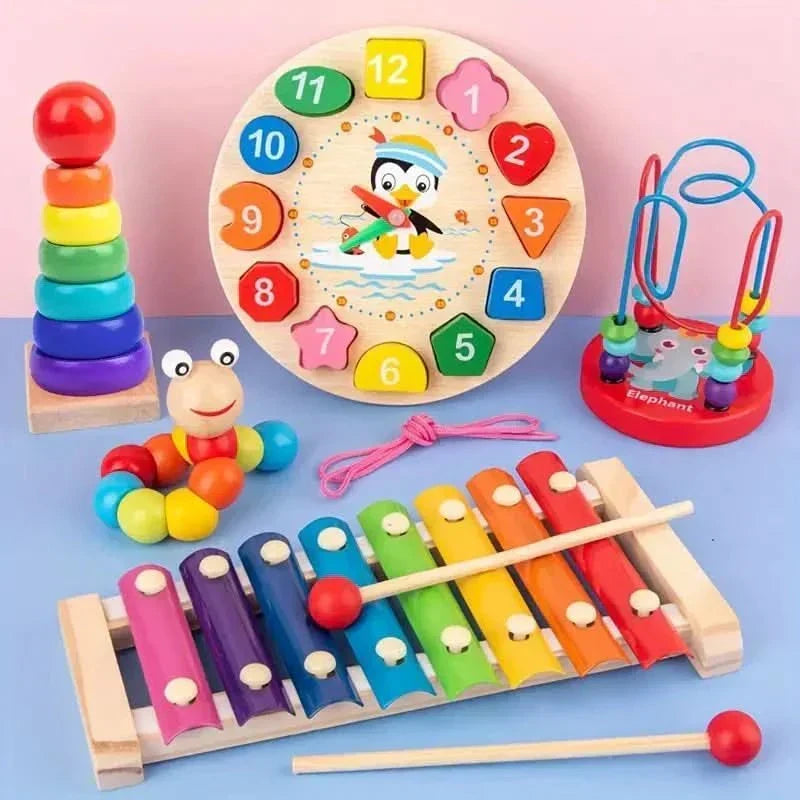 Zestaw Montessori NovaBloom 5 w 1 — kompaktowy zestaw zabaw dla dzieci od szóstego miesiąca życia