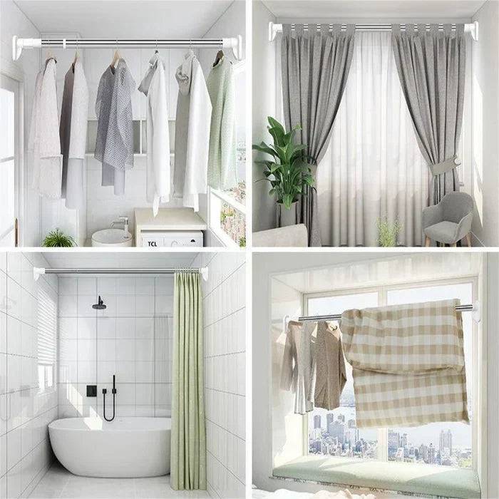 Telescopic Shower Rod For Shower Curtain Or Cabinet No Drill Install