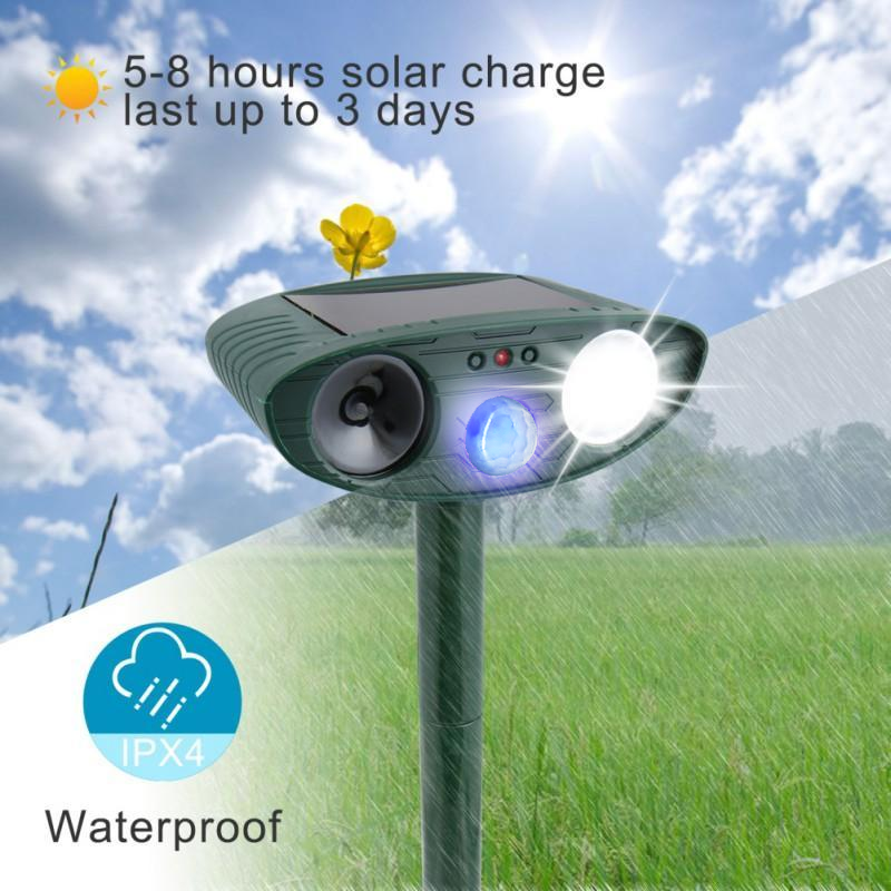 Solar Ultrasonic Repeller With PIR Sensor For Outdoor Gardens