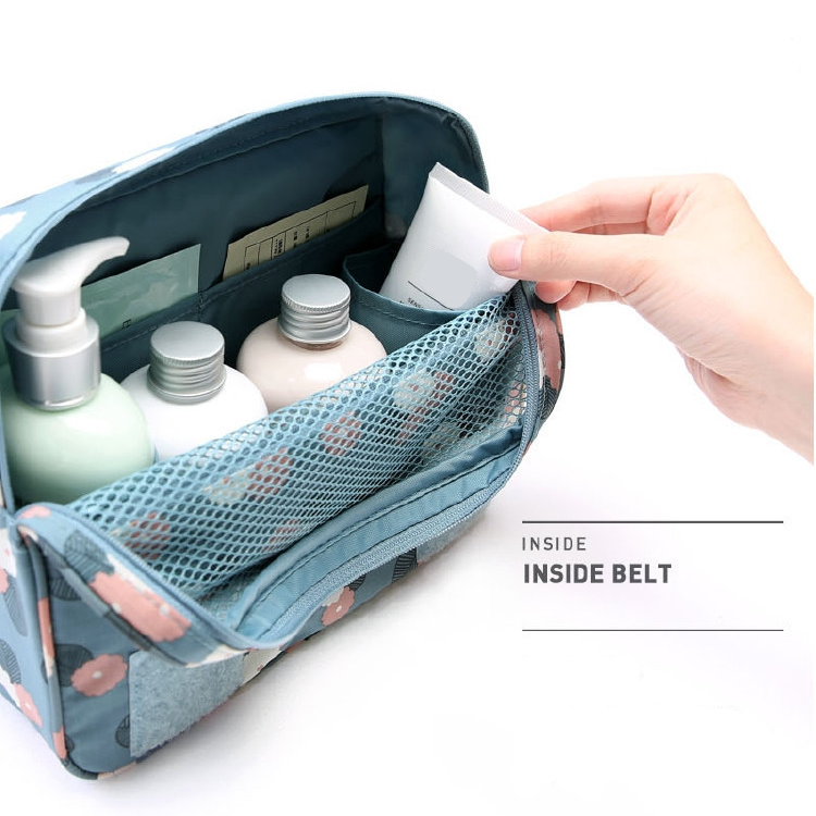 Travel Toiletry Case With Hanging Feature And Waterproof Exterior