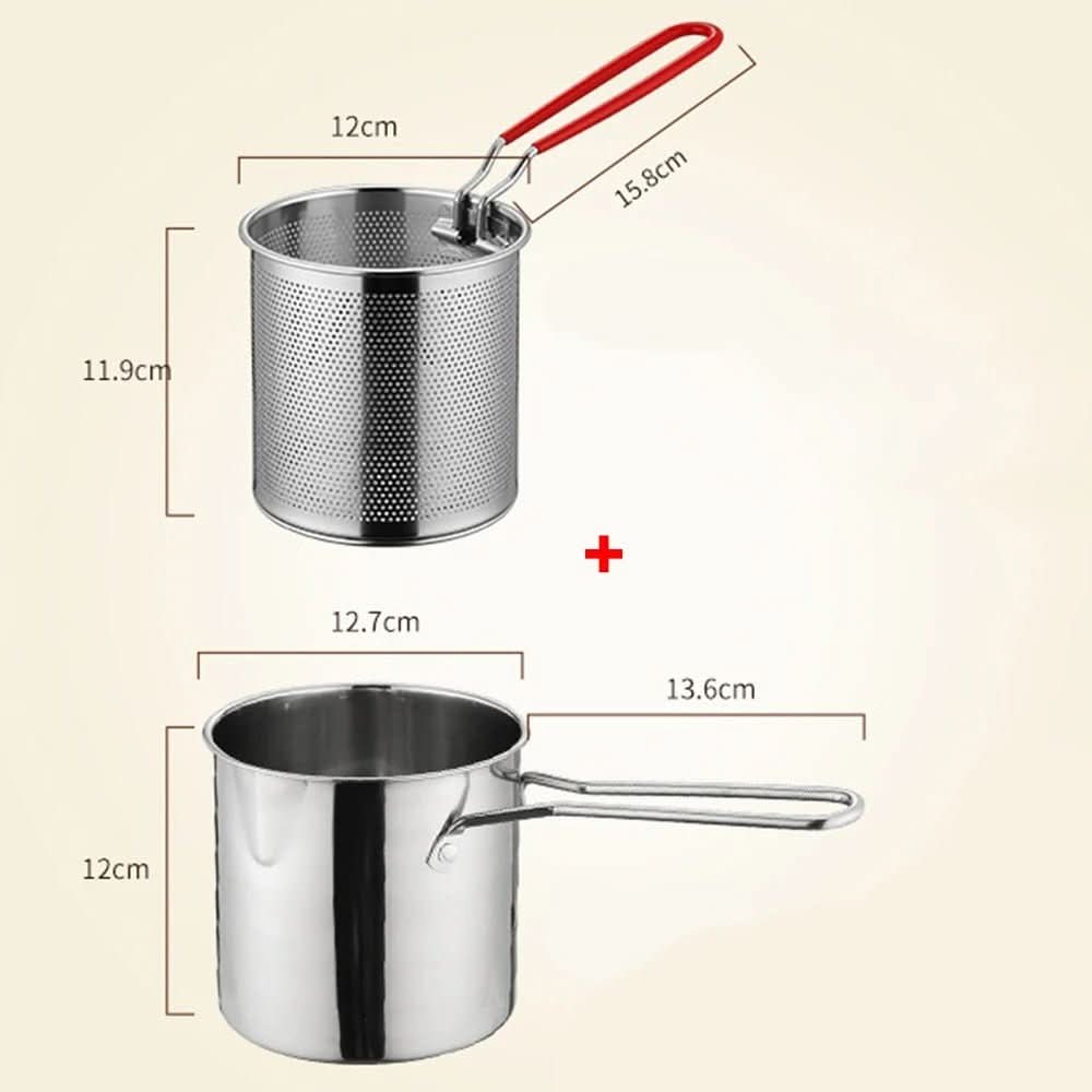 CrispEase-frityrgryte i rustfritt stål – skåldingssikkert håndtak, oljesparende design