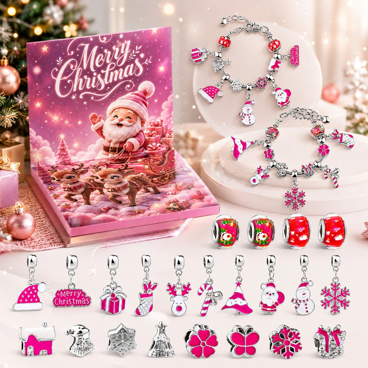2026 gør-det-selv-adventskalender med armbånd - 24-dages nedtælling til smykkefremstilling