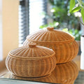 Woven Rattan Round Basket with Dome Lid | Ka-mostore
