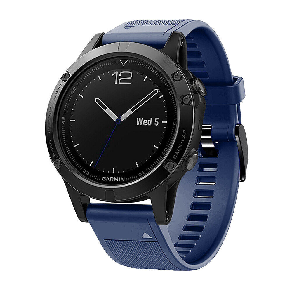 Bracelet en silicone bleu foncé pour Garmin Fenix 5 Plus et 6 Pro