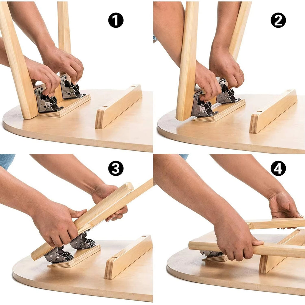 Juego de 2 herrajes de acero autoblocantes para mesa plegable — Capacidad de 225 kg, mecanismo de bloqueo de 90°