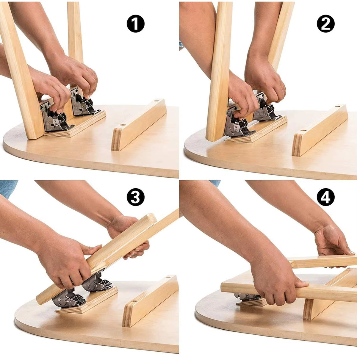 Juego de 2 herrajes de acero autoblocantes para mesa plegable — Capacidad de 225 kg, mecanismo de bloqueo de 90°