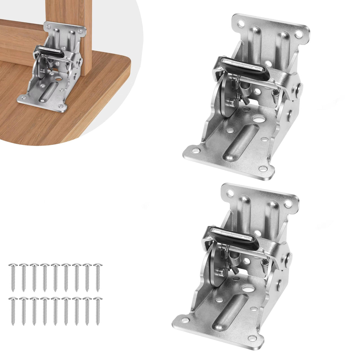 Juego de 2 herrajes de acero autoblocantes para mesa plegable — Capacidad de 225 kg, mecanismo de bloqueo de 90°