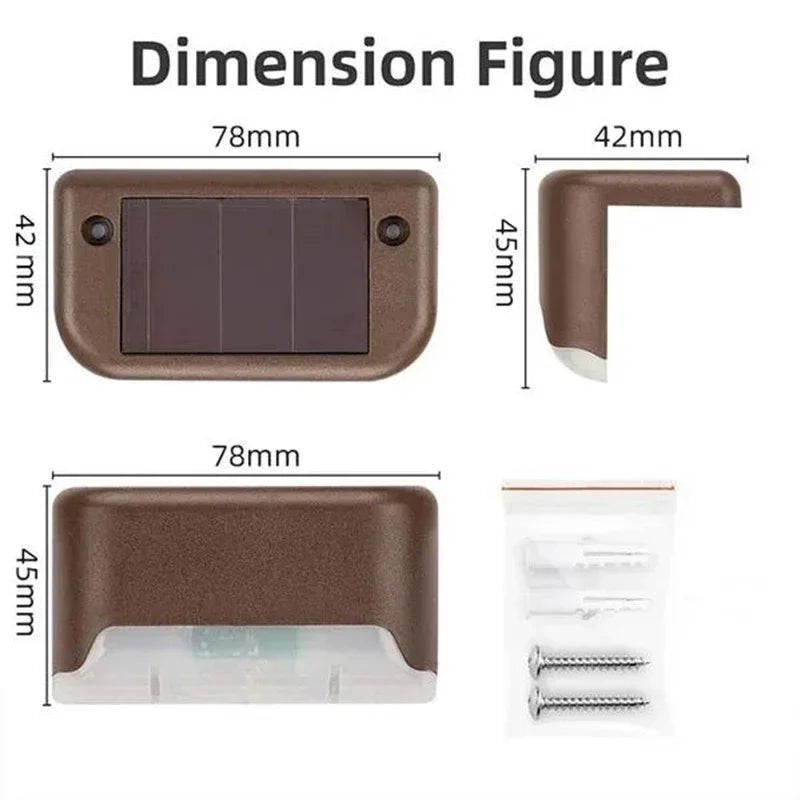 8 Piece Solar Stair Lights Set With Dusk Sensor Waterproof LED Path Lighting