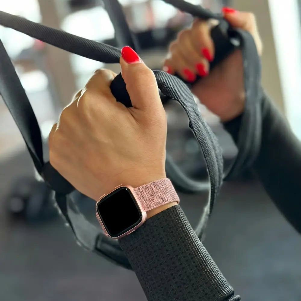 Pink Nylon Replacement Strap Compatible with Fitbit Versa and Versa 2 Smartwatch