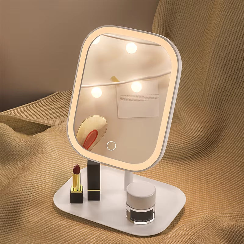 Three-Mode Dimmable LED Makeup Mirror With Touch Control For Tabletop Use