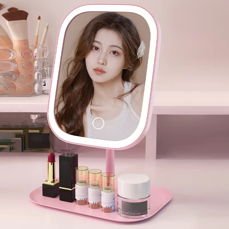 Three-Mode Dimmable LED Makeup Mirror With Touch Control For Tabletop Use