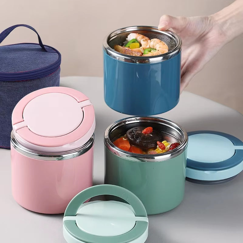 Stainless Steel Thermal Lunch Pot 630ml Or 1000ml Leak-Proof Double-Wall Keeps Meals Warm
