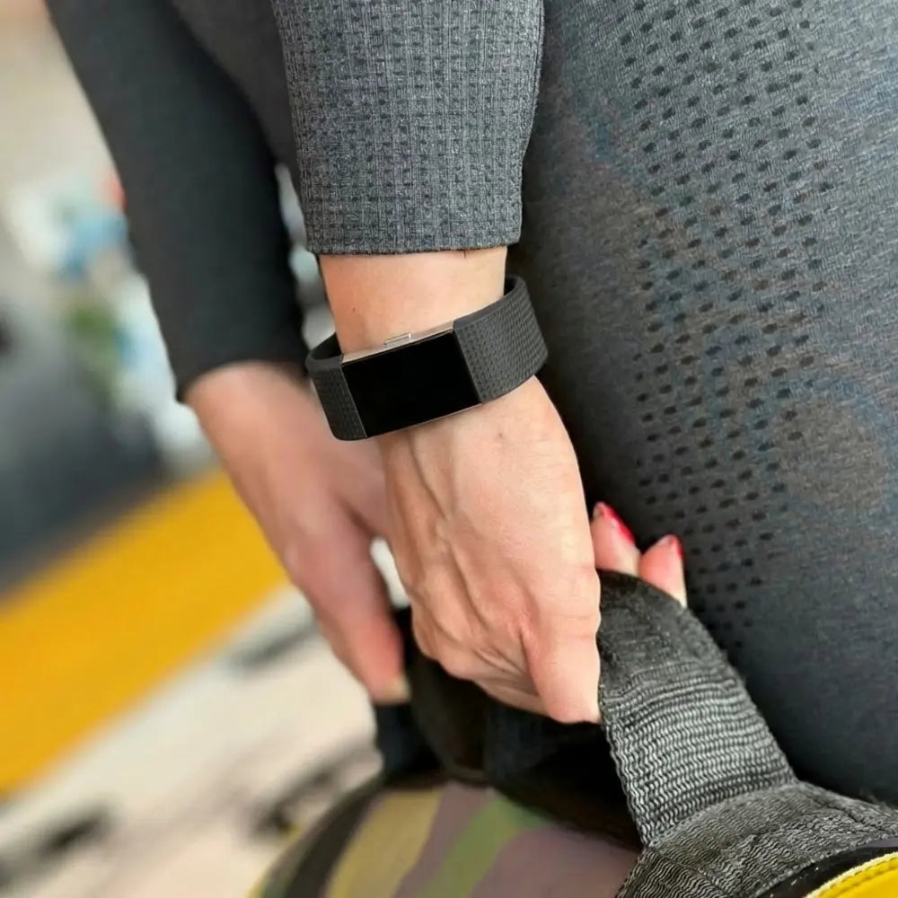 Fitbit Charge 2 Replacement Watch Strap — Black Silicone, Secure Buckle