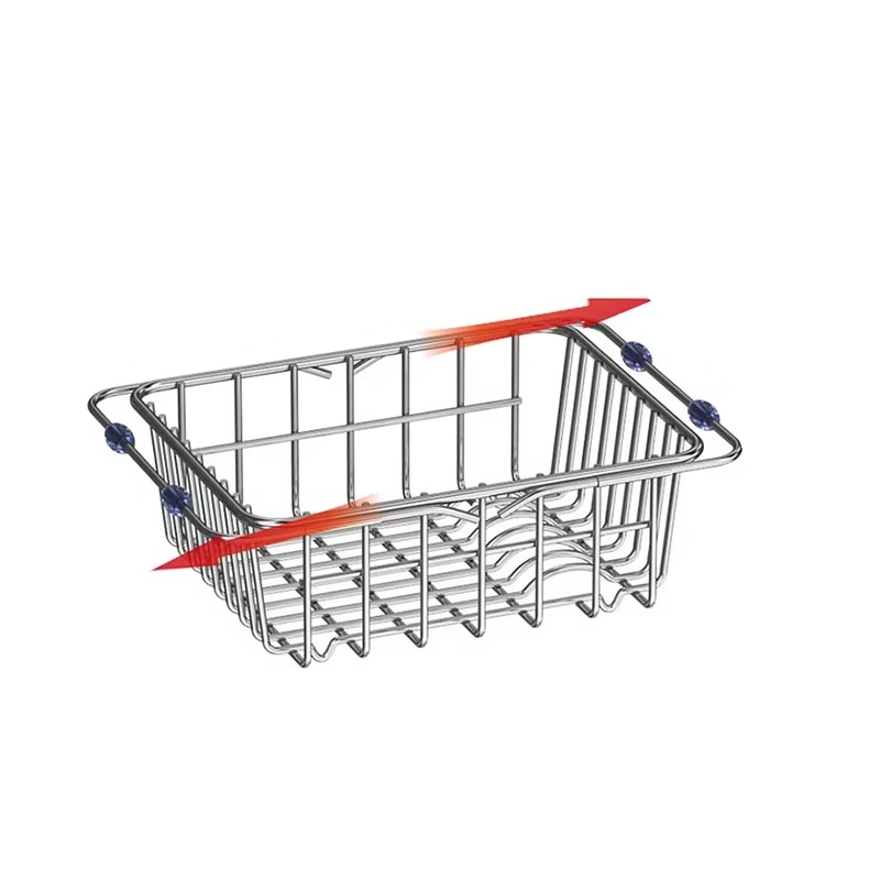 Over-Sink Stainless Drying Rack, Extendable And Adjustable, Foldable Dish And Veggie Rack