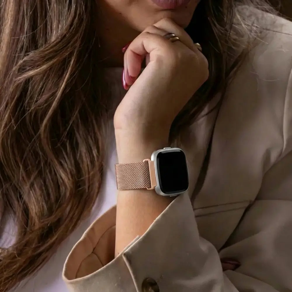 Rose Gold Milanese Strap Compatible With Fitbit Versa and Versa 2