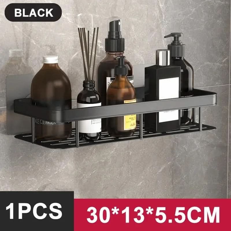 Organizer da parete per bagno ALUVAULT — Scaffale contenitore in lega di alluminio dal design elegante