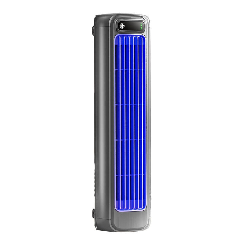 USB Bladeless Tower Fan for Desk and Home Office, Quiet Gray, Three-Speed Cooling