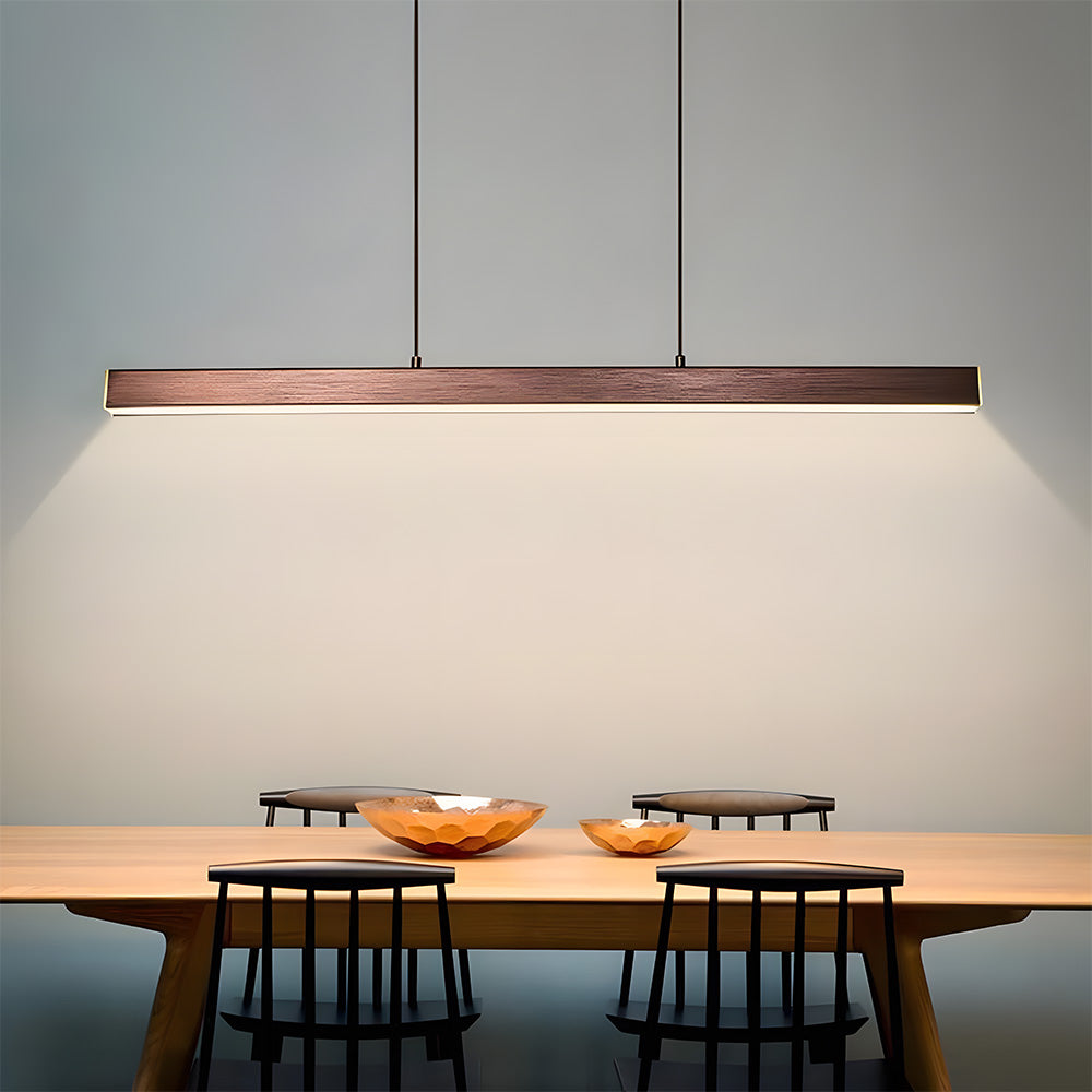 Verumo Linear LED Pendant Lamp In Black Metal For Kitchen Island Or Dining Table