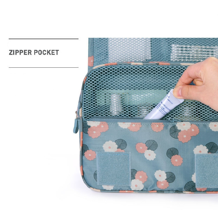 Travel Toiletry Case With Hanging Feature And Waterproof Exterior