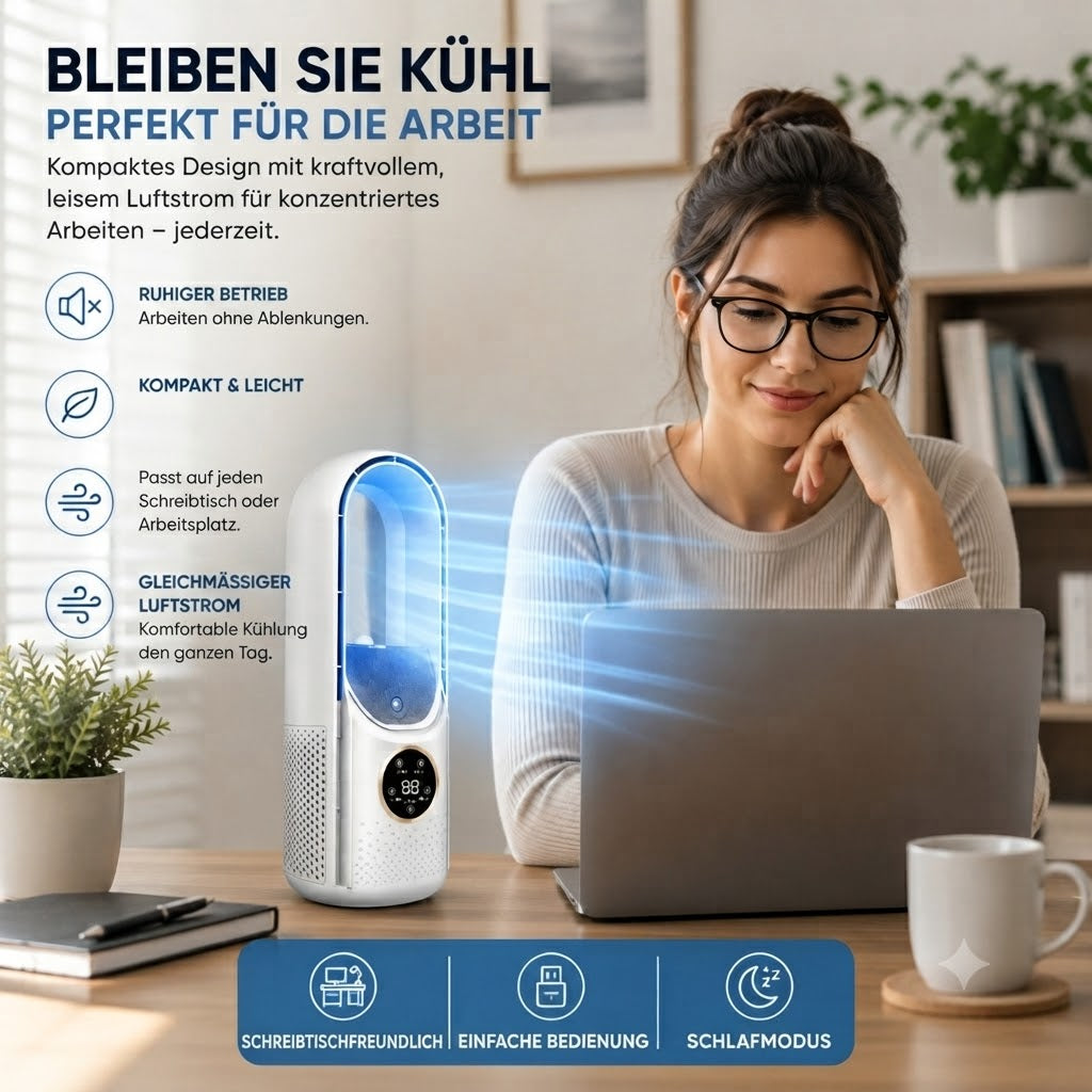Quiet Bladeless Air Tower Fan With Sleep Mode And Silent Cooling