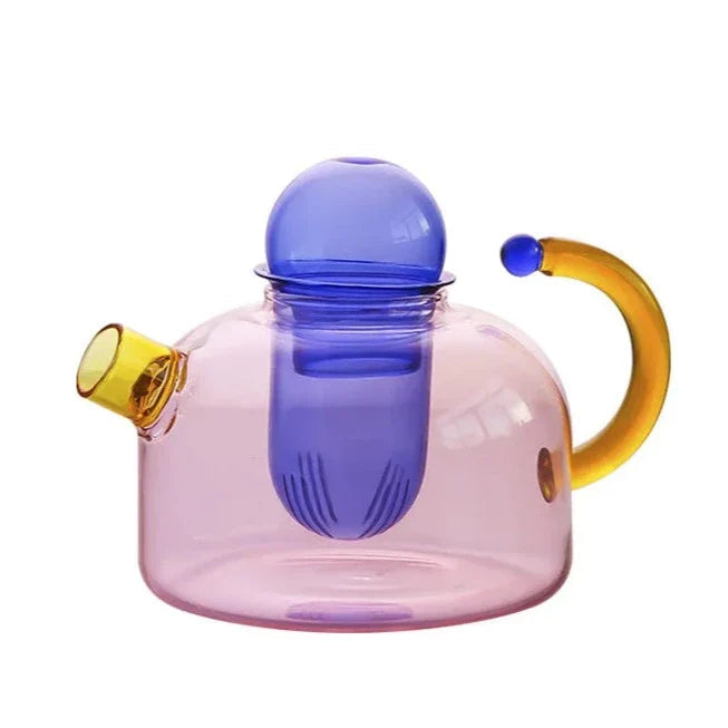 Servizio da tè in vetro borosilicato colorato, design artistico unico | Ka-mostore