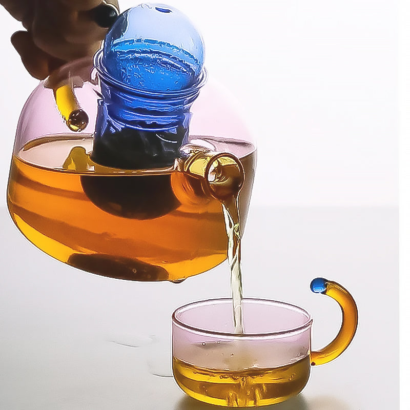 Servizio da tè in vetro borosilicato colorato, design artistico unico | Ka-mostore