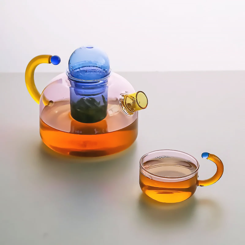 Servizio da tè in vetro borosilicato colorato, design artistico unico | Ka-mostore