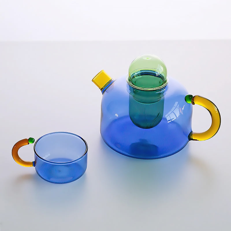 Servizio da tè in vetro borosilicato colorato, design artistico unico | Ka-mostore