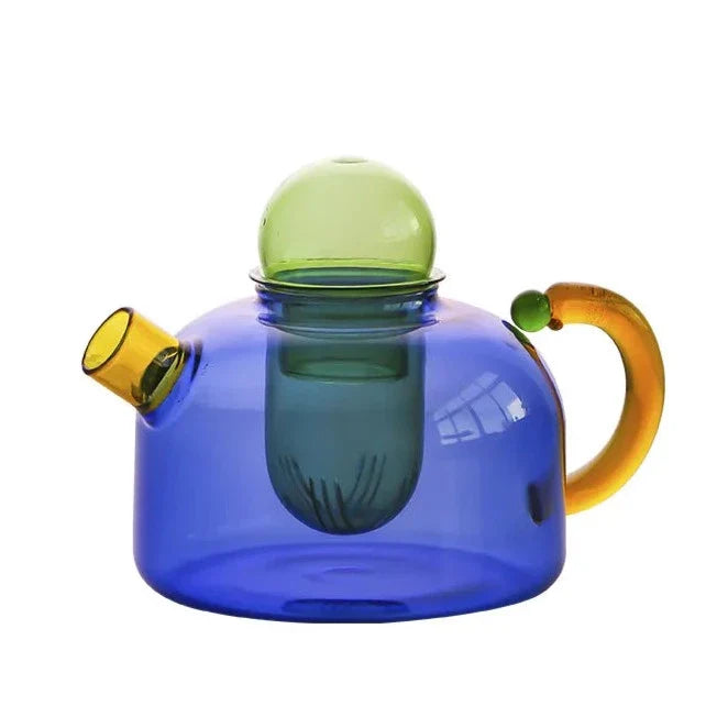 Servizio da tè in vetro borosilicato colorato, design artistico unico | Ka-mostore