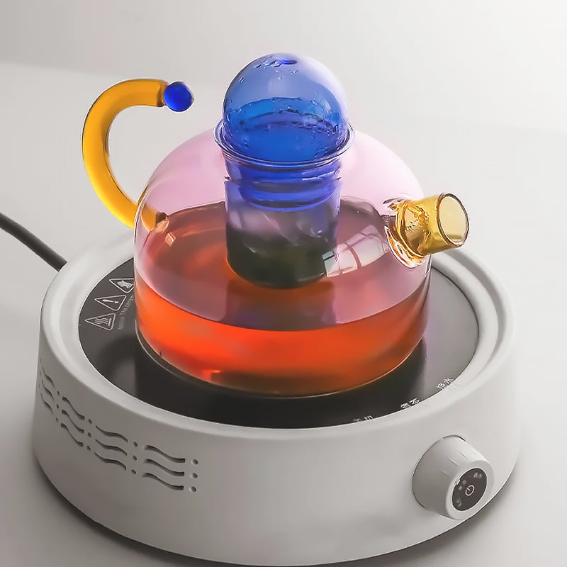 Servizio da tè in vetro borosilicato colorato, design artistico unico | Ka-mostore