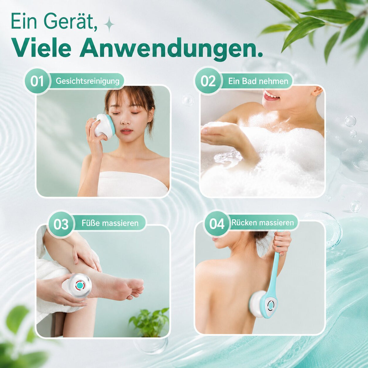 Rinsera elektrisk roterande kroppsduschborste — Exfolierande massage och rengöring