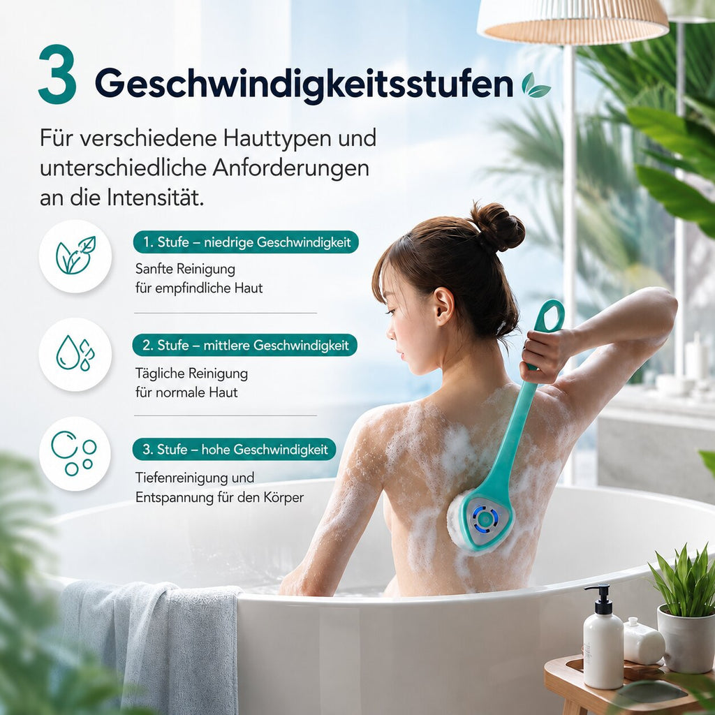 Rinsera elektrisk roterande kroppsduschborste — Exfolierande massage och rengöring