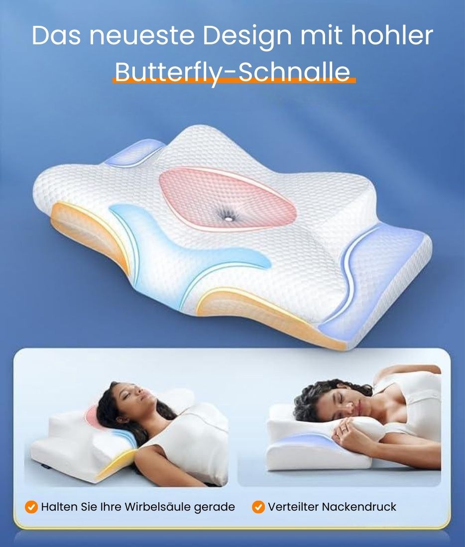 ErgoDream Orthopädisches Nackenkissen — Ergonomische Memory-Foam-Unterstützung für Seiten-, Bauch- & Rückenschläfer