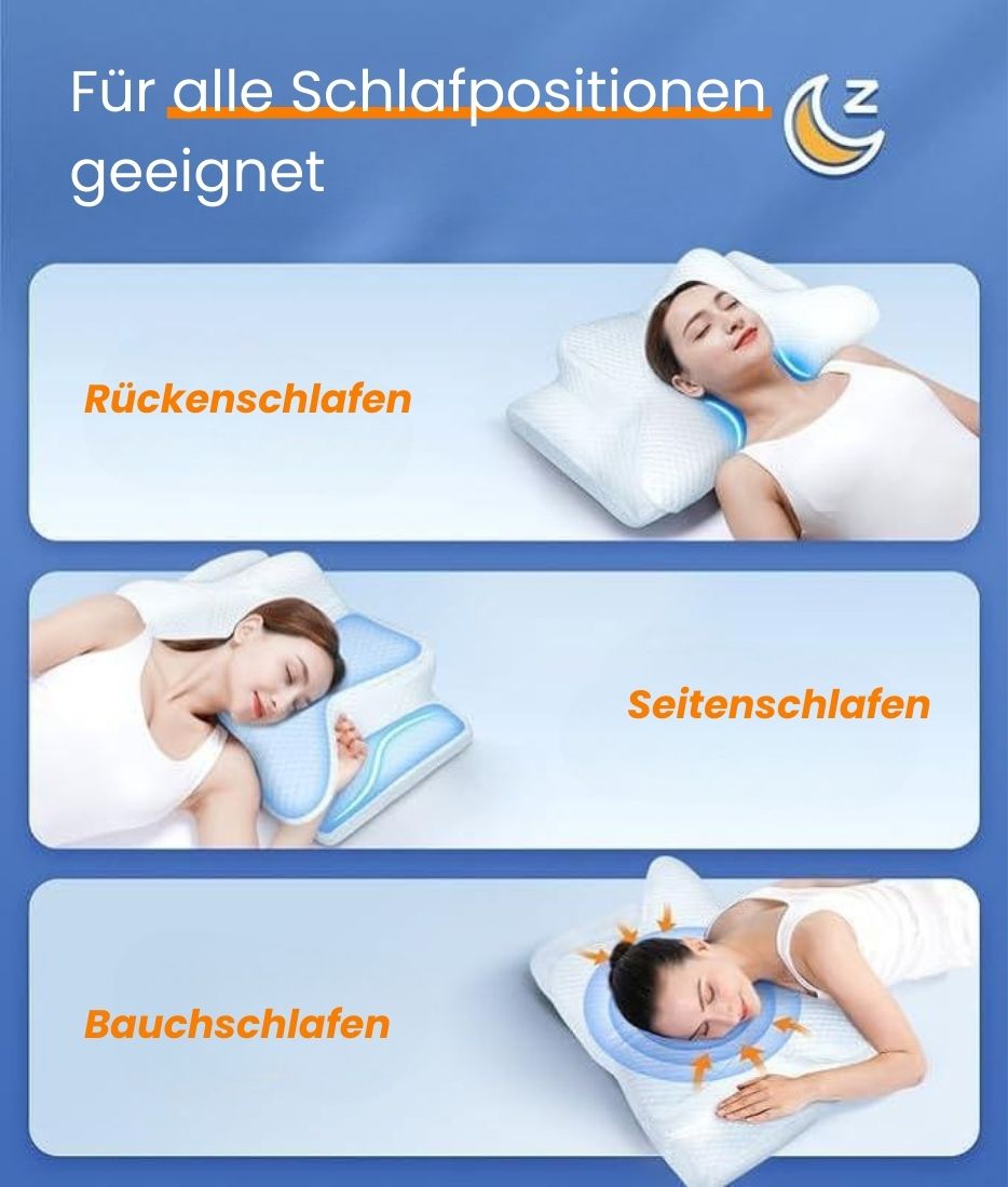ErgoDream Orthopädisches Nackenkissen — Ergonomische Memory-Foam-Unterstützung für Seiten-, Bauch- & Rückenschläfer