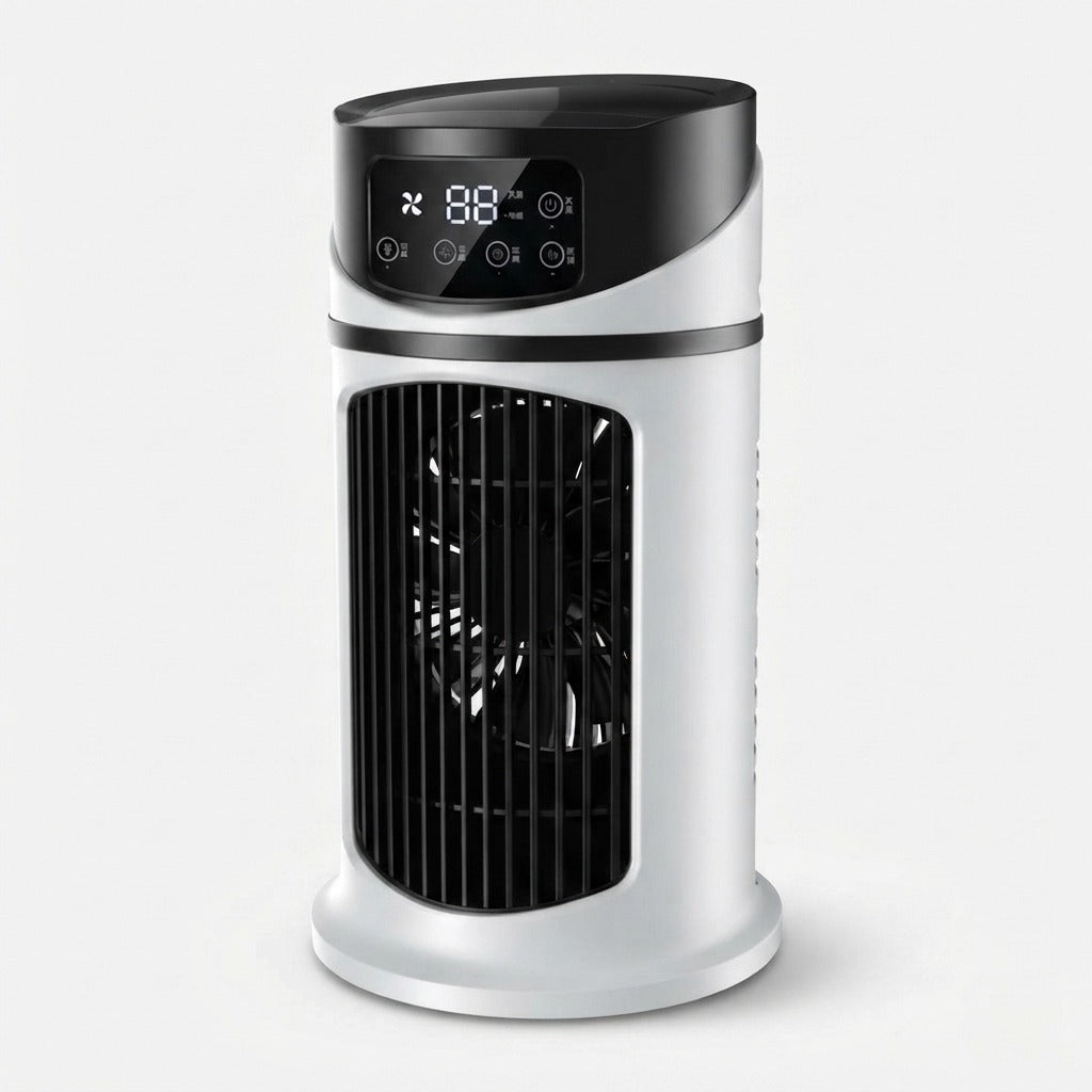 2-i-1 kompakt luftkøler og luftfugter — 300 ml vandtank, USB-drevet